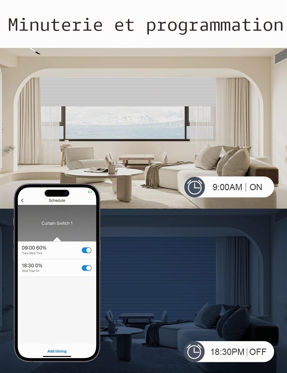 Maxcio Interrupteur Connecté WiFi Volet Roulant Gen 6.1 [Fil Neutre]-2er | Interrupteur Pour Rideau Avec Contrôle De Pourcentage Compatible Alexa, Google Home, Commande Vocale & Minuterie 2.4G