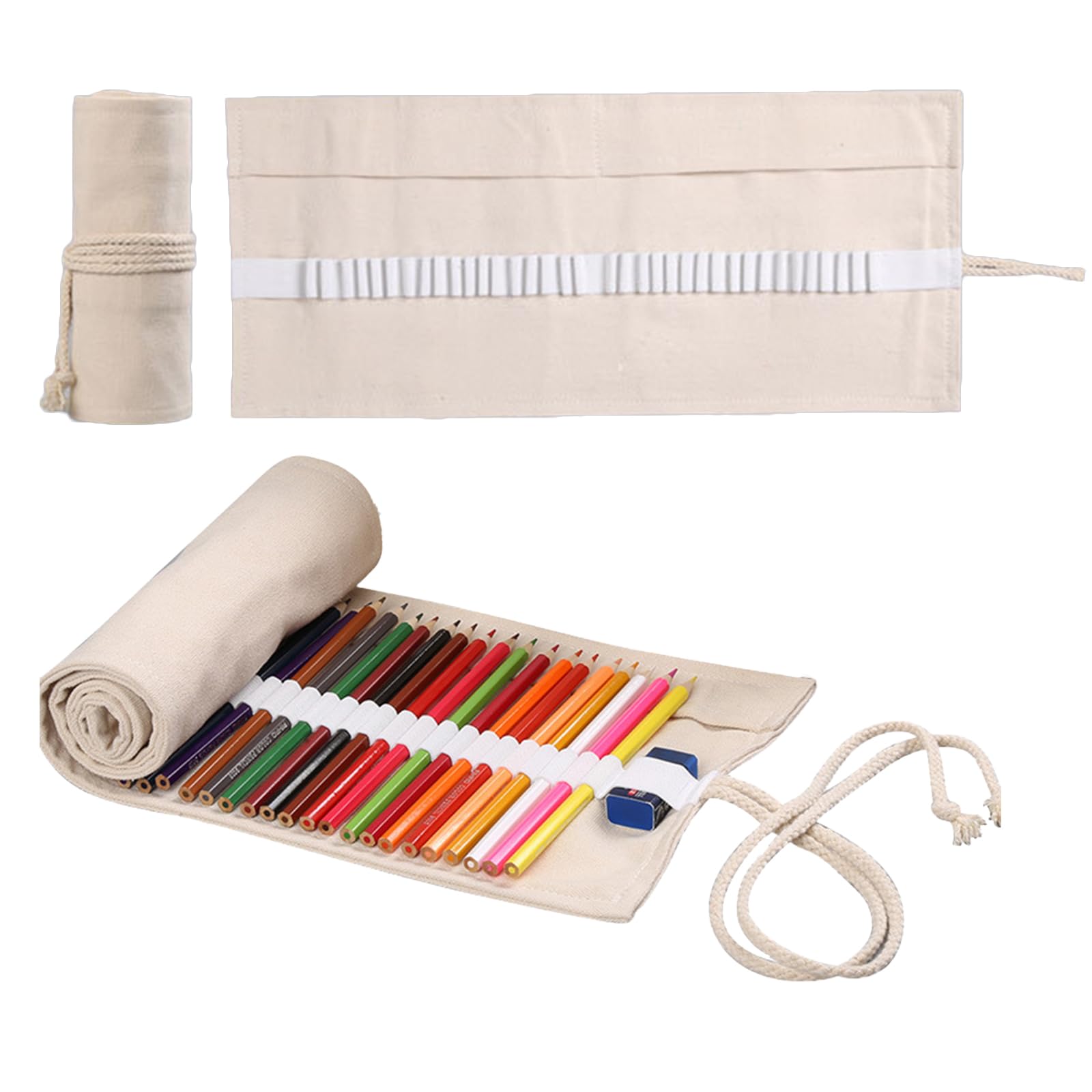 Eabdice Estuche Lapices, 48 Agujeros Soporte de Rollo de, Estuche Enrollable, Rollo de Almacenamiento Plegable, para Guardar Lápices, Pinceles y Bolígrafos