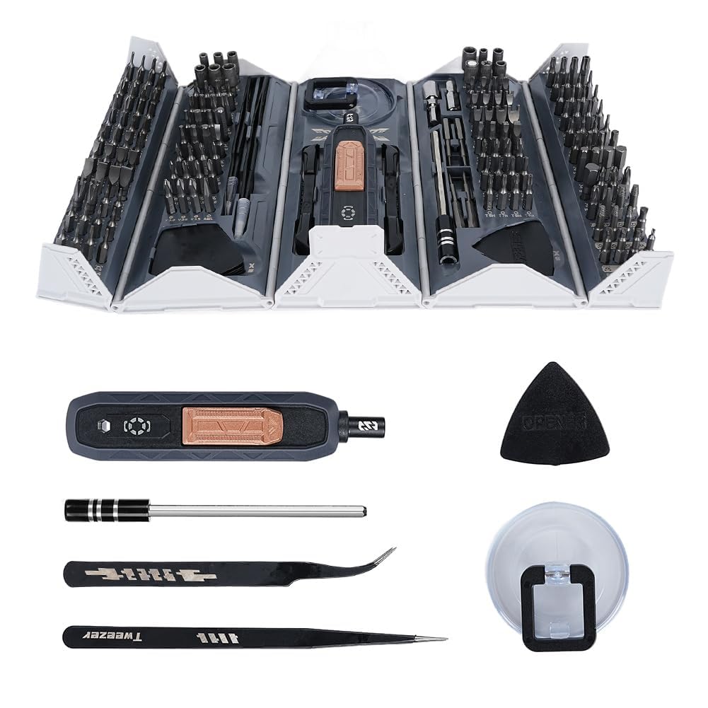 Ejoyous Juego de Destornilladores Mecánicos de Precisión 180 en 1 con Extensión Desmontable, Juego de Destornilladores Magnéticos Ajustables para PC, Teléfono Móvil, Ordenador