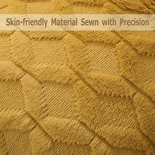Image of Volcanics Pack of 2 Faux Wool Throw Pillow Covers 20x20 Inches Decorative Farmhouse Velvet Couch Pillow Case Soft Plush Square Boho Cushion Pillowcase, Yellow