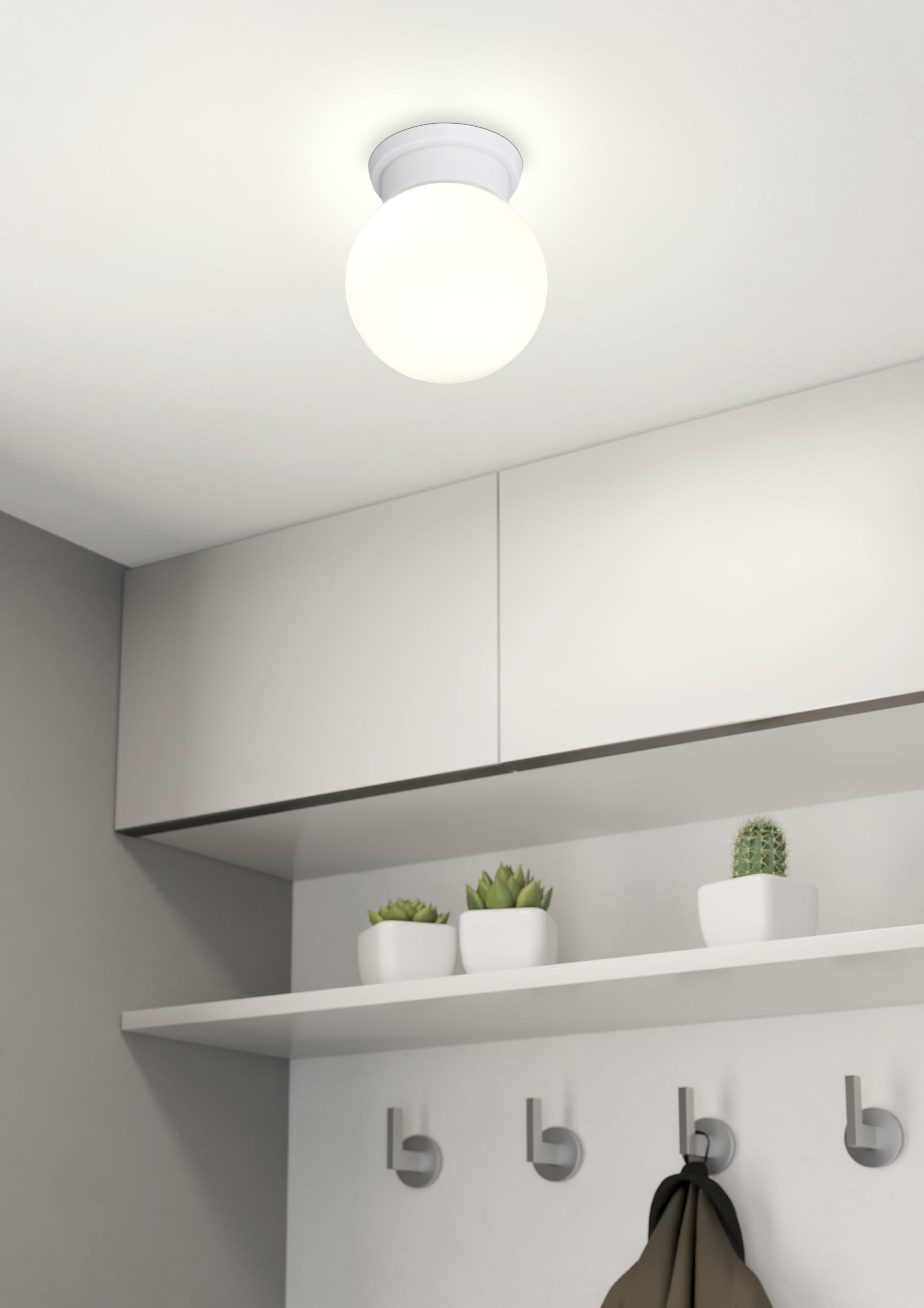 Eglo Plafonnier Durelo - 1 Ampoule - Moderne - en Plastique et Verre - Blanc - avec Culot E27
