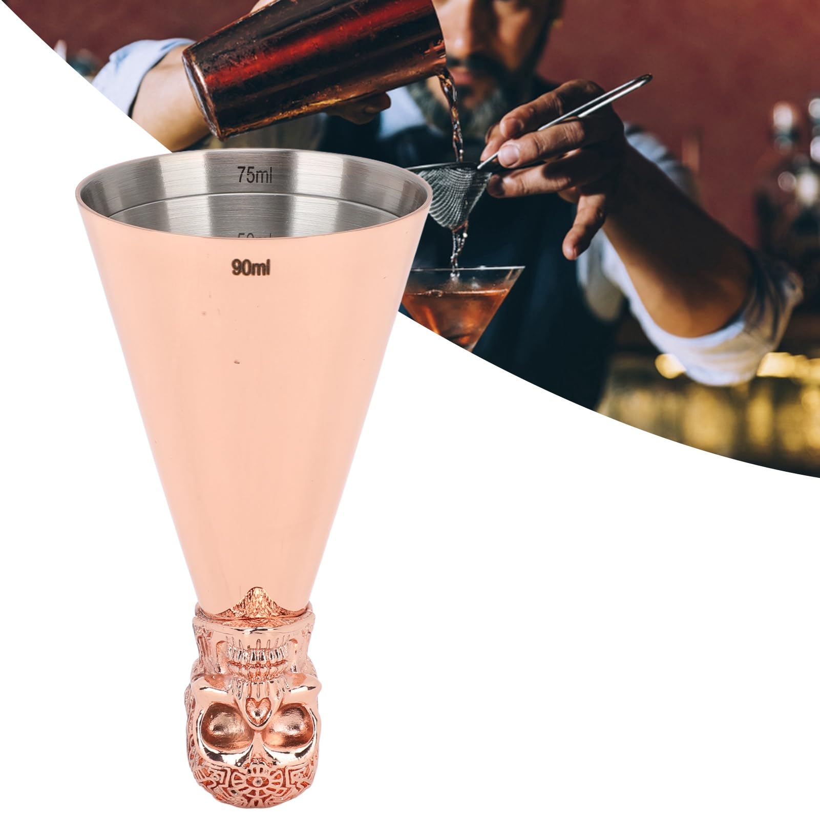 Doseur en acier inoxydable – Tasse à mesurer de style japonais pour cocktails, acier inoxydable 304 durable avec échelle transparente pour la maison et le barman professionnel