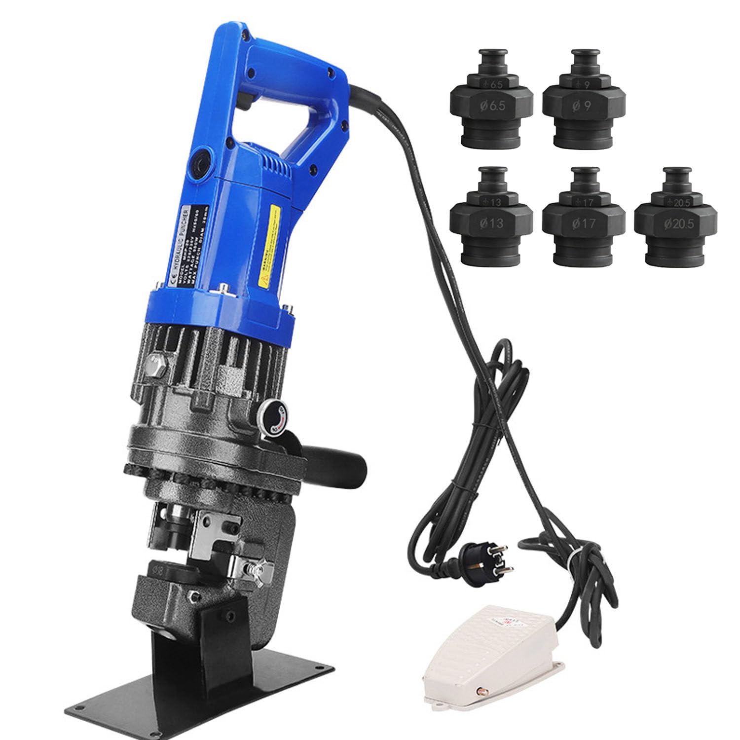 DUMIPME 1800W Electric Hydraulic Puncher,Portable Metal Hole Opener with 5 Molds Foot Pedal,2-3 Seconds Fast Punch for Iron Copper Aluminum Angle Steel MHP-20
