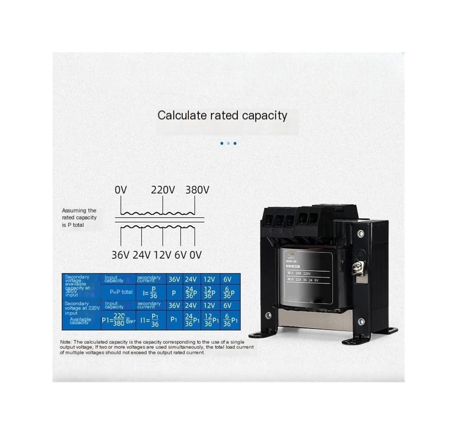 Transformador de control BK-100VA 380V/220V a 36V/24V/110V CA Transformador 100W(380/220)