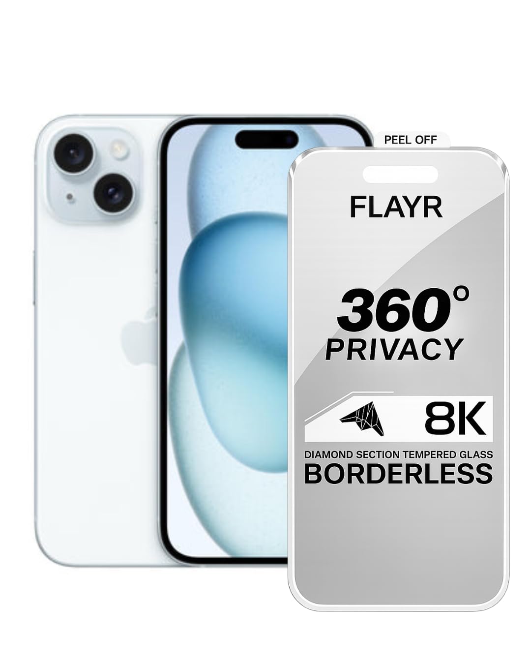 FLAYR 360° Privacy Tempered Glass for iPhone 15 Borderless | 8K Diamond Section, 360° Privacy Shield, Borderless Design, Tempered Glass, Easy Peel Off-image-16