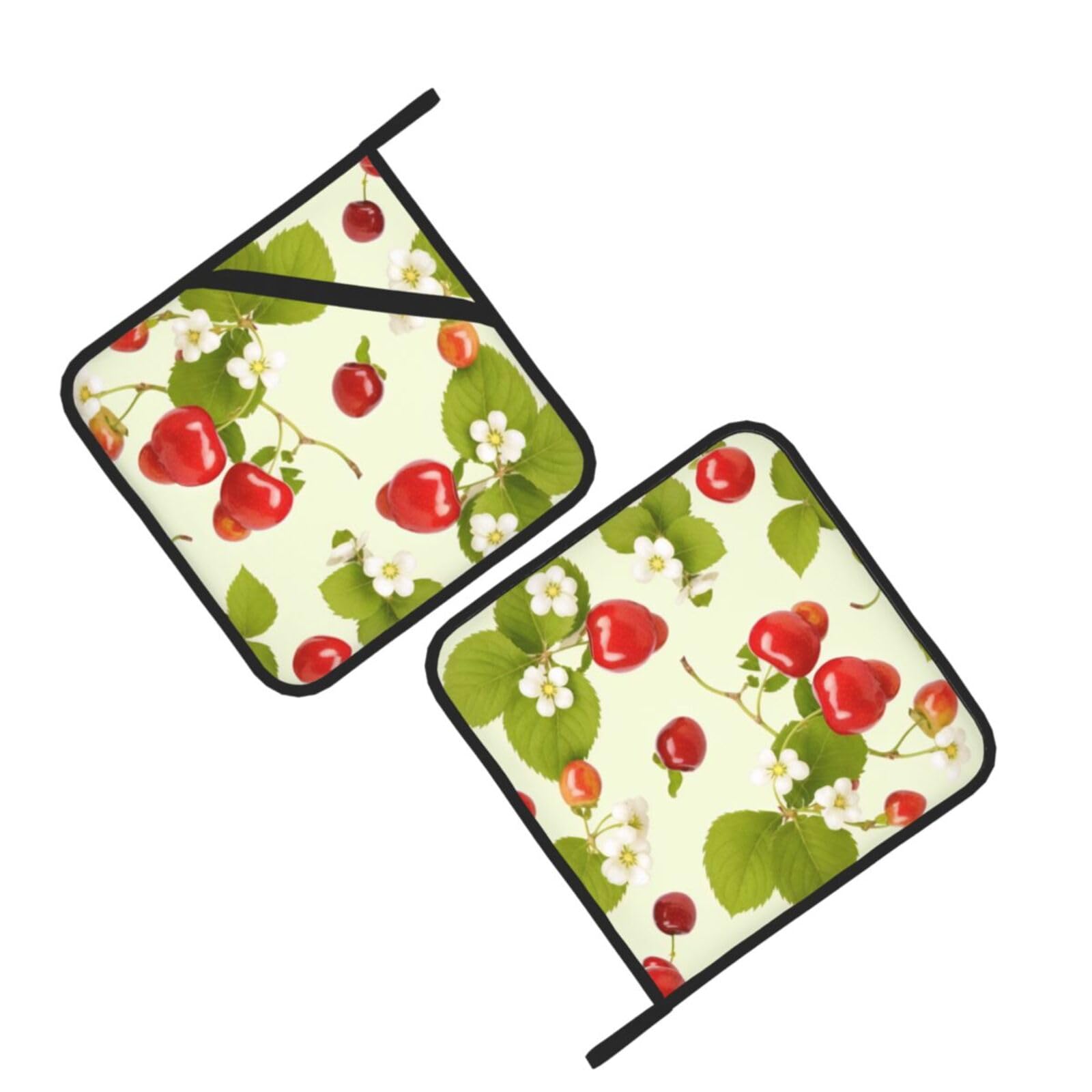 Strawberry Pattern Printed Oven Pot Holders Set of 2 Pcs Heat Resistant Kitchen Microwave Potholders for Cooking Baking Grilling