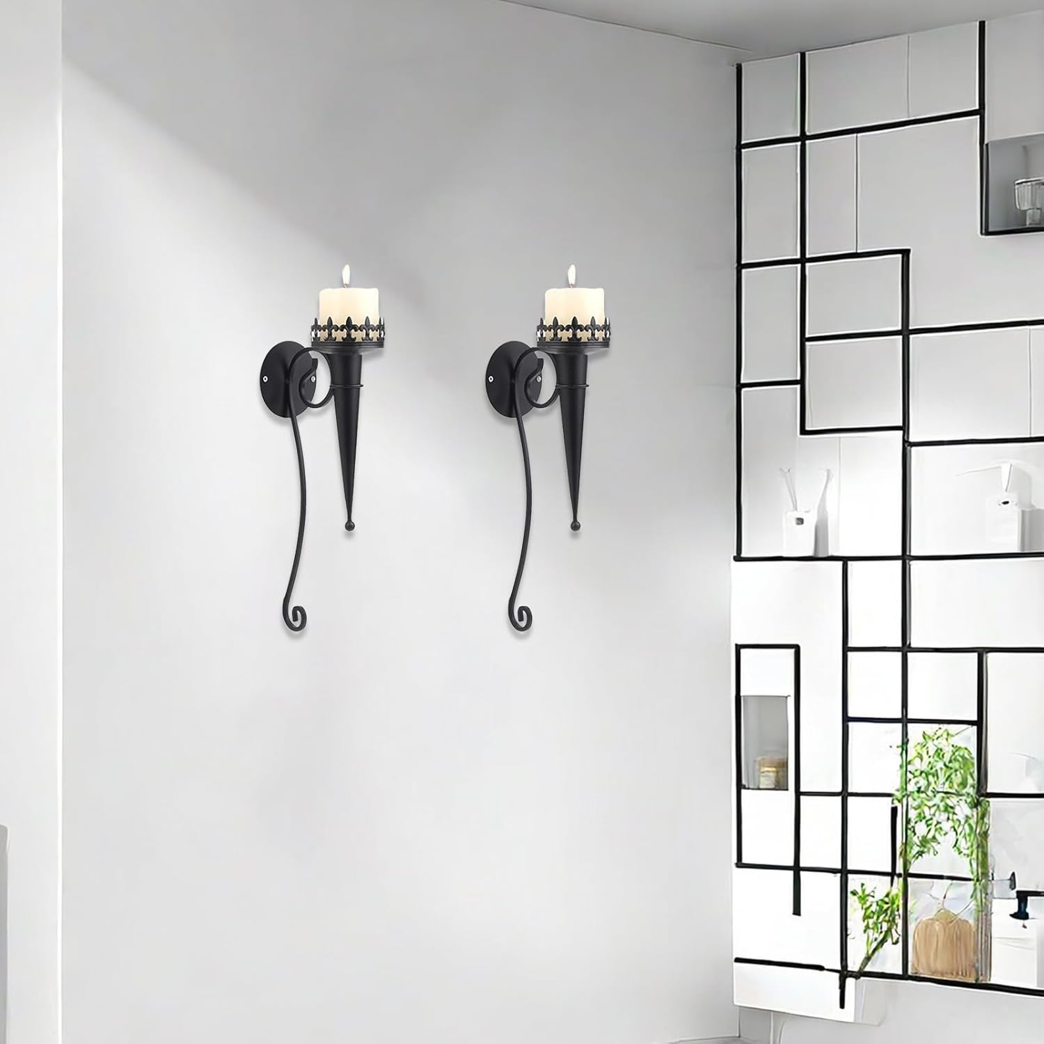 Candle Wall Mount - Torch Pillar Stand, Elegant Decorative Sconce with Sturdy Design, Multi-Purpose Candle Holder with Wall Mounting for Bedrooms Living Room Dining Table Ambiance