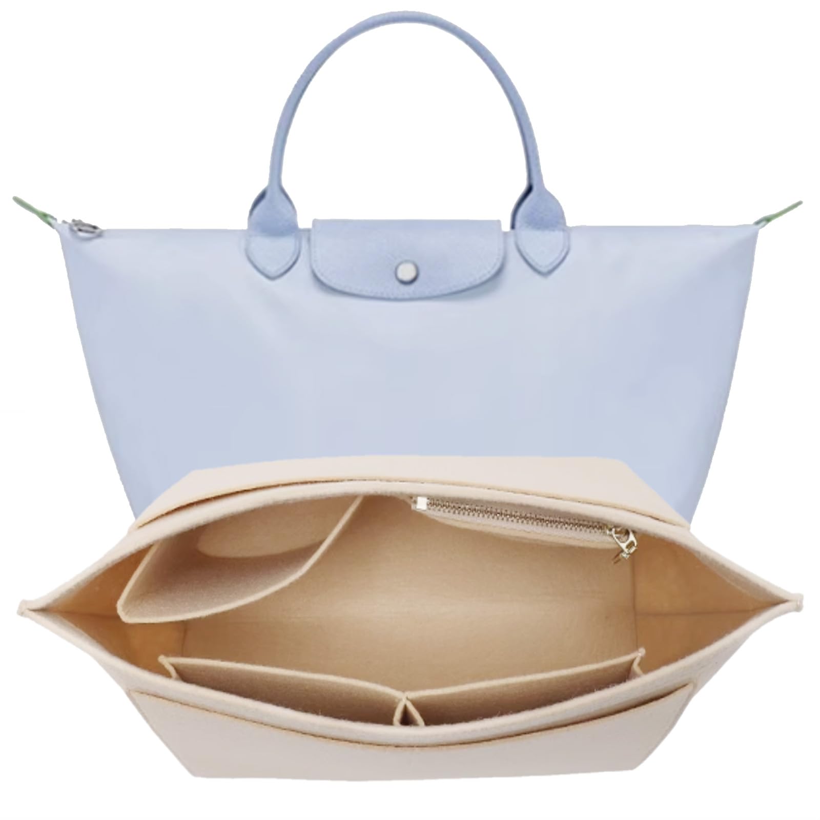 Yorfull Beige Bag Organiser Insert, Felt Bag Organizer, Handbag Organiser Tote Bag Insert Purse Accessories (, Large)