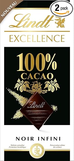 Lindt Excellence 100% Cacao Dark Chocolate Bar 50Gram (Pack Of 2)
