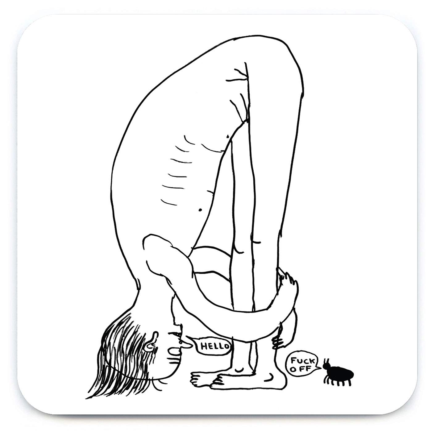 Official David Shrigley - Funny Rude 'Hello Ant Coaster' - Small Gift Ideas For Him Her - Friends Birthday - Housewarming Present - New Home Gift - Funny Gifts For Women Men - Sold By Brainbox Candy