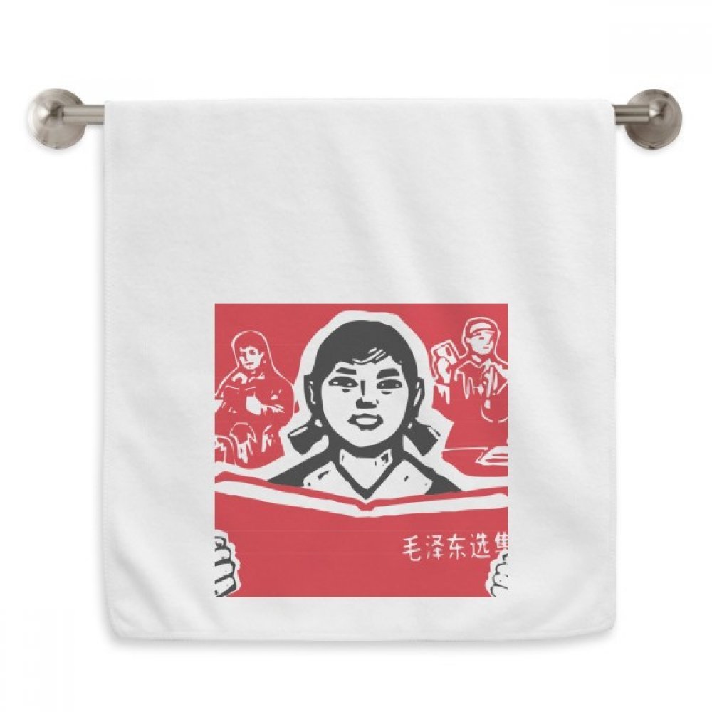 Serviette moelleuse Fille Livre Rouge au tissage blanc absorbant de 13 x 29 pouces