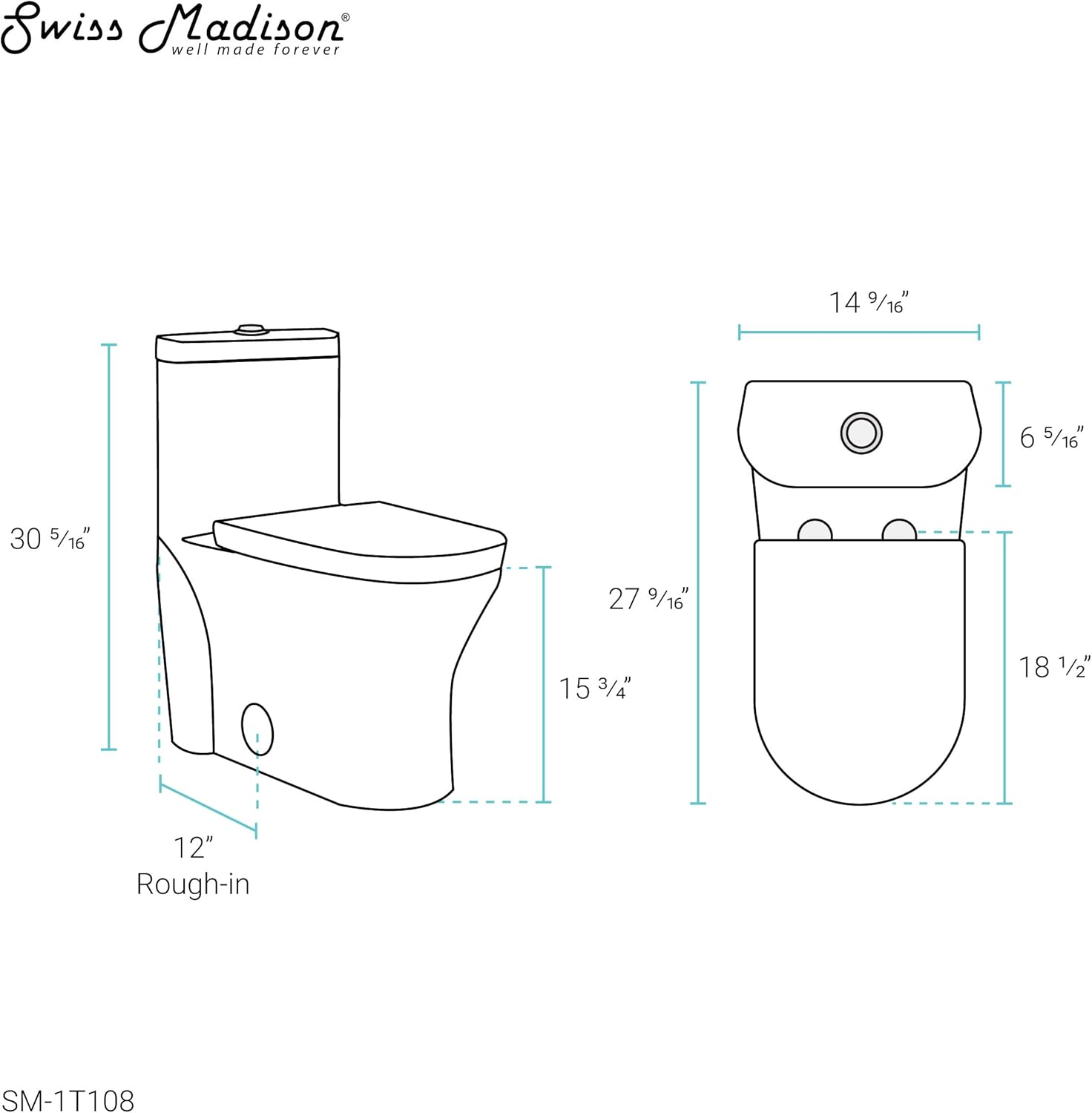 White Ceramic Elongated Dual Flush One-Piece Toilet