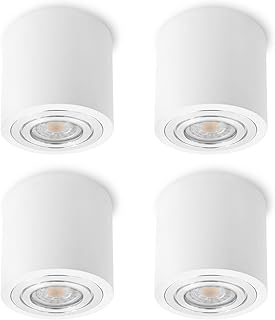 SSC-LUXon® - Juego de 4 focos LED para el baño, IP44, con LED GU10 de 5 W, 230 V, blanco neutro, para exteriores, redondos, color blanco