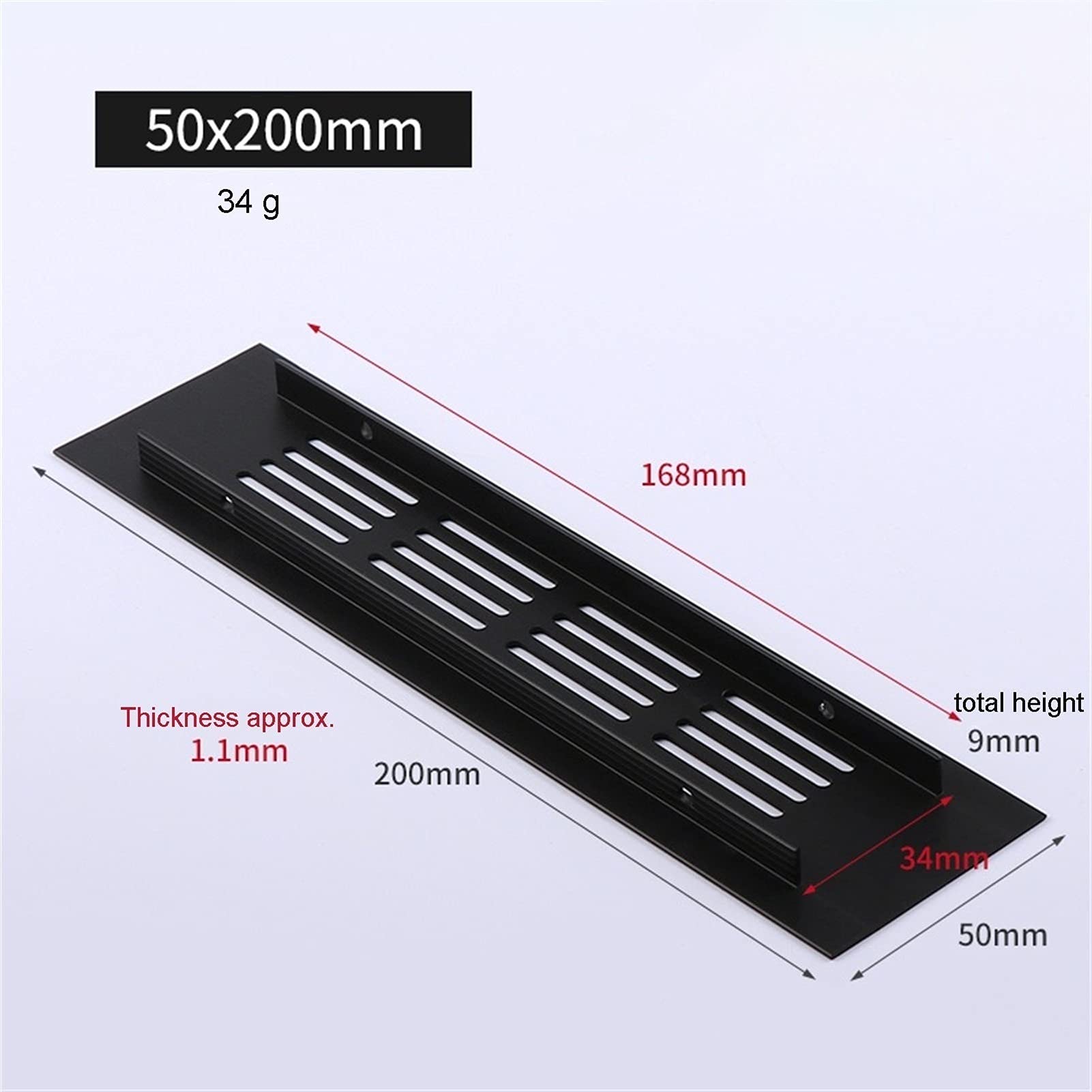 Lüftungsgitter Deckel Heizkörpergitter, Lüftungsgitter, atmungsaktives Netz aus Aluminiumlegierung, schwarzes Schranklüftungs-Abluftkühlgitter(80x100mm)