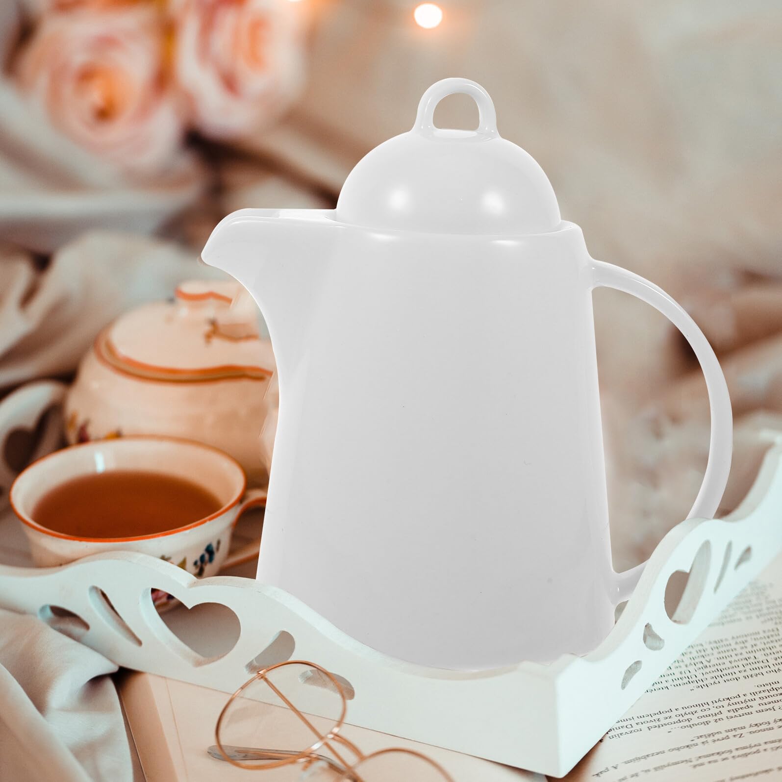 Keramik Wasserkrug mit Griff, 850ml, Weiß, Klassisch Retro | Große Öffnung, Leicht Auszugießen, nicht Leicht zu Splitten, Einfach zu Reinigen