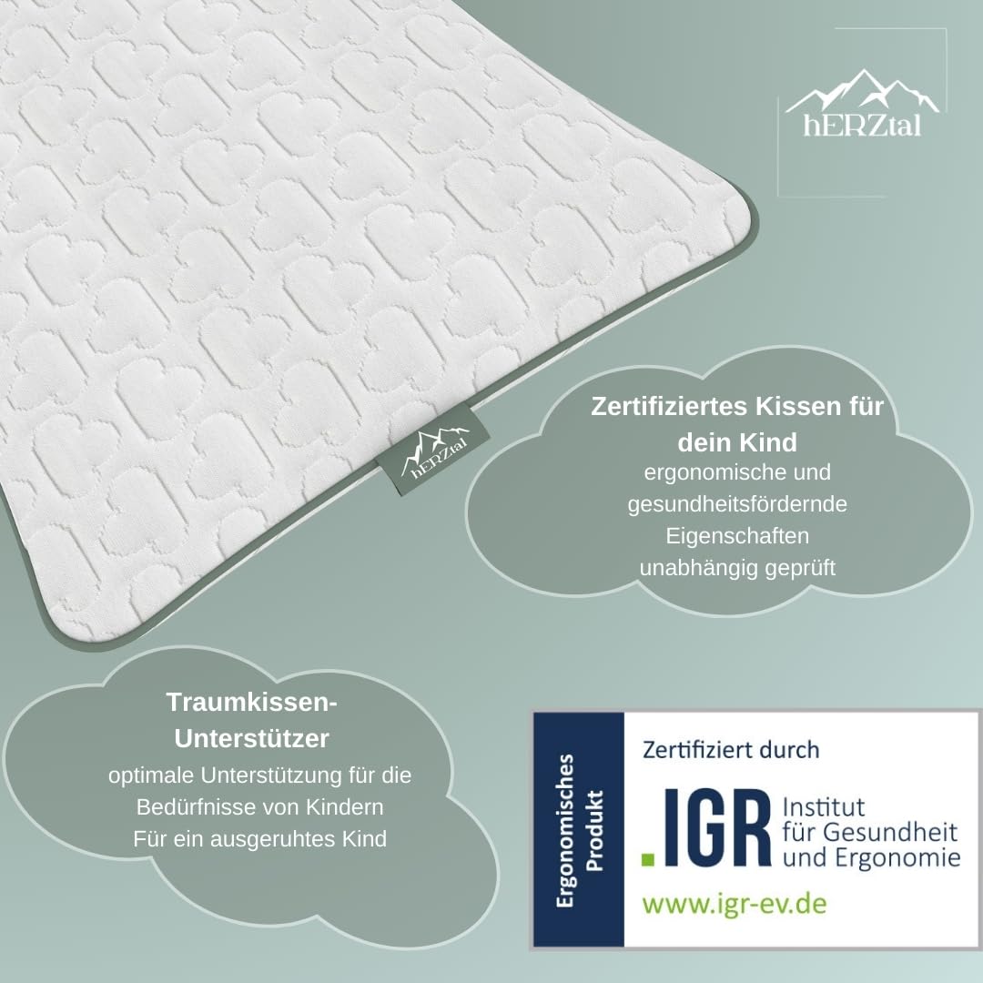 Babykissen/Kinderkissen, Sehr Gut bewertet, Kinderkopfkissen 45x30x8cm, Ökotex Zertifiziert, Nachhaltig, Unabhängig Zertifiziert (6-10 Jahre)
