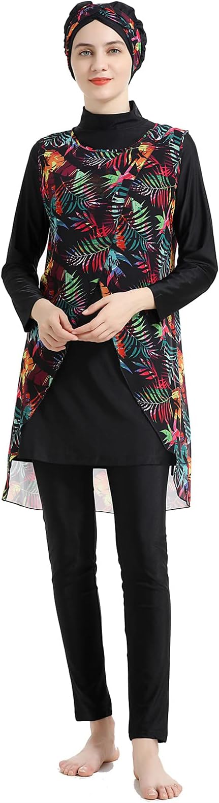 Muslim Swimwear for Women Floral Modesty Swimsuit Islamic Hijab Burkini Beachwear Tankini Swimming Costume