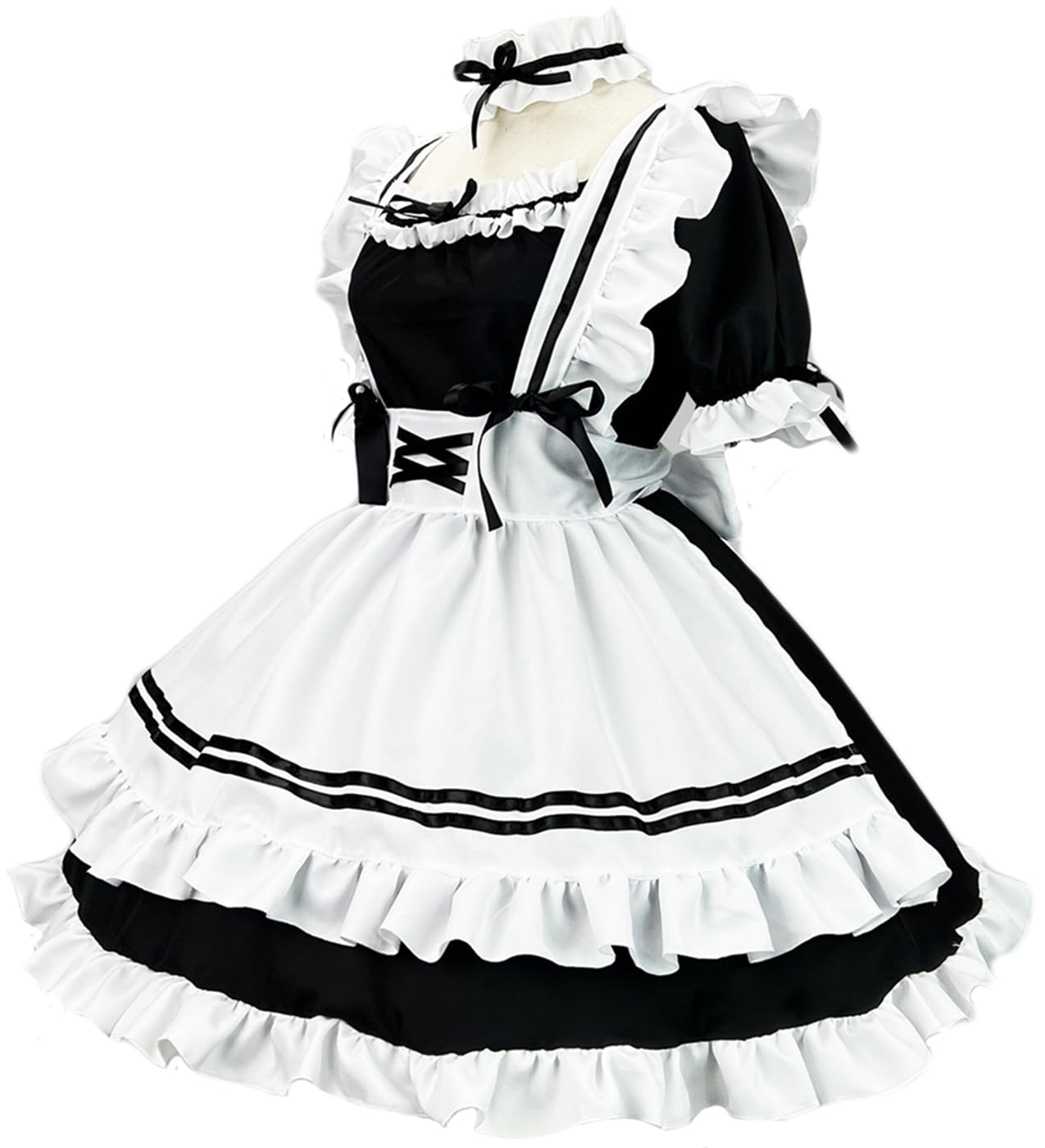 Kostium pokojówki cosplay Amine seksowny francuska pokojówka kelnerka fartuch sukienka fantazja lolita mundur 7-częściowy zestaw fantazyjny strój na Halloween, maskaradę, strój na imprezę,