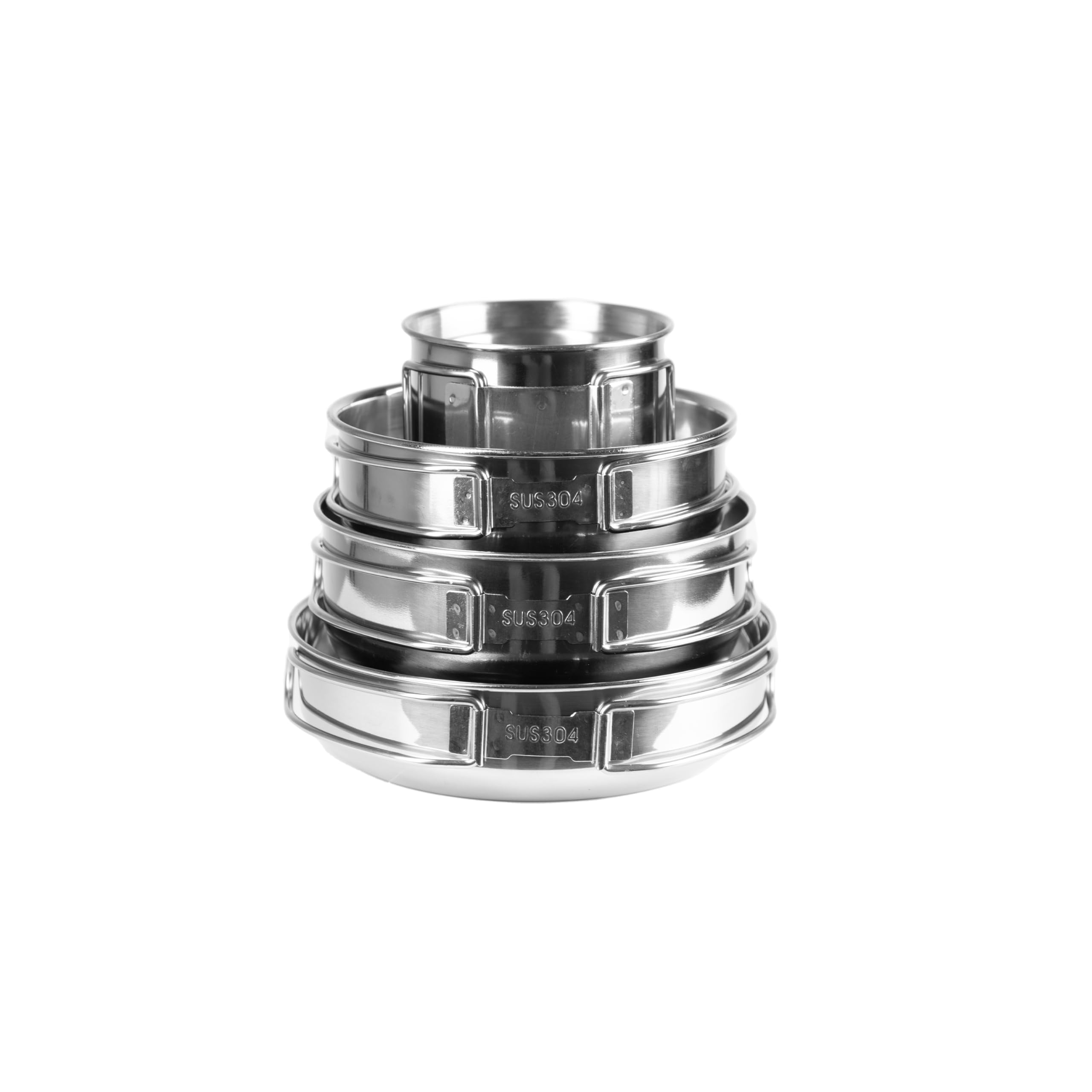 Mil-Tec Camping Koch‑Set Edelstahl • Edelstahl Outdoor Kochgeschirr • Kompakt & stapelbar • Ausklappbare Griffe • Deckel als Teller