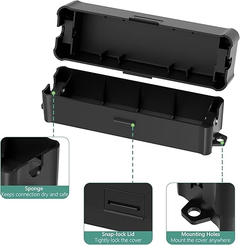 Miniatura 7 de Diivoo - Cubierta de seguridad para cable de extensión para exteriores, paquete de 3 unidades, caja de conexión eléctrica resistente a la intemperie