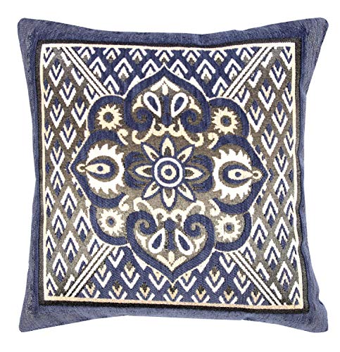 Image of Nendle Jacquard Weaved Decorative Velvet Cushion Cover /Sofa Pillow Cover Set Of 5 Pieces (Grey, 16X16 Inches), 500 TC