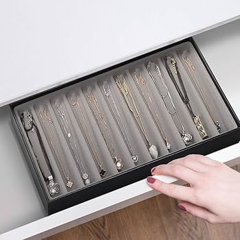 JackCubeDesign 11 Copartents Stackable Leather Jewelry Tray Earring