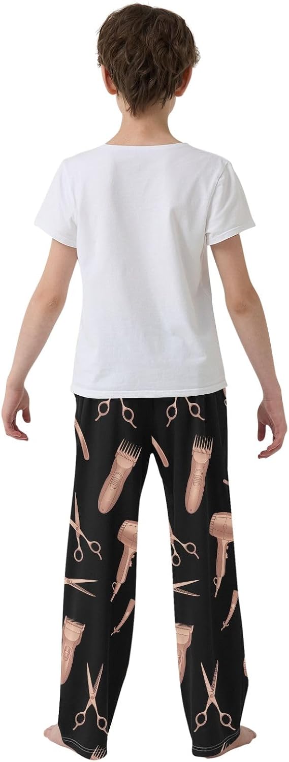 Rose Gold Hairstyling Tools Black Pajama Pants, Soft Cozy Loungewear, Elastic Waist Pockets