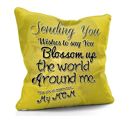 DreamVio Filled Cushion, Pillow for World's Best Mom,Pyari Mumma,Mummy,Gifts for Mom,Grandma on Birthday's & Mother's Day Color : Dark Yellow Size : 12 x 12 Inch Design 85