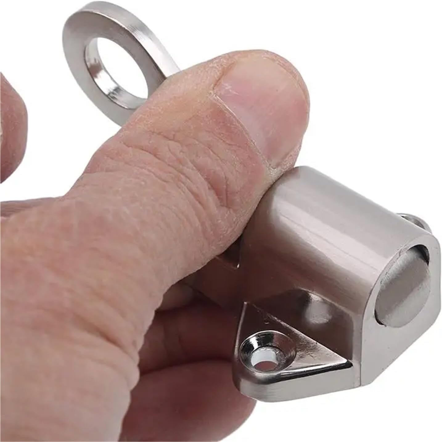 Sliding bolt door latch, Zinc Alloy Latch Lock Spring Loaded Pull Ring Silver