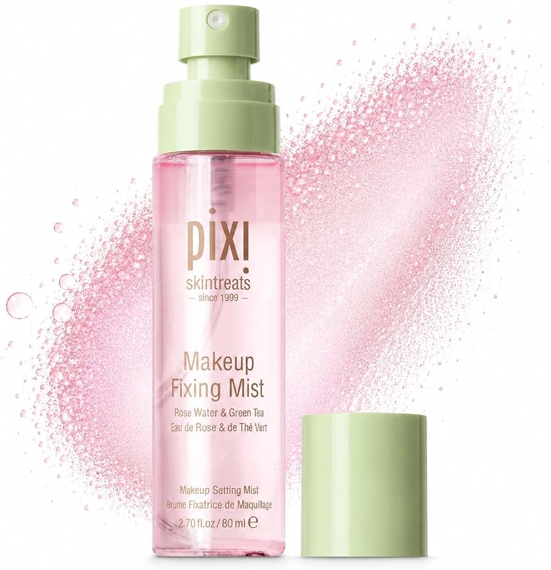 Bruma fixadora de maquiagem Pixi com água de rosas, 80 mL