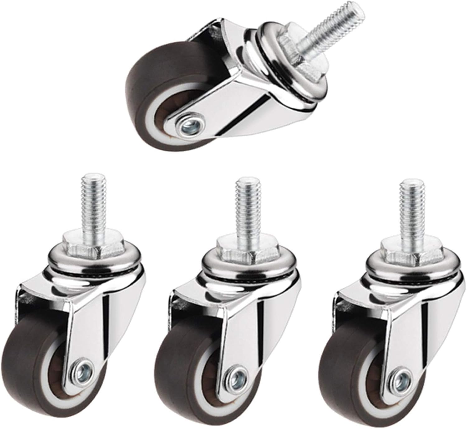 4 Heavy Duty Stem Caster Wheels,1" 25mm TPR Rubber Furniture Casters