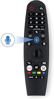 جهاز تحكم ماجيك MR20GA مع مؤشر ووظيفة صوتي بديل لجهاز ال جي MR19BA متوافق العديد من تلفزيونات الذكية بأزرار سريعة لنتفليكس وخدمة Prime Video جوجل-أليكسا أسود