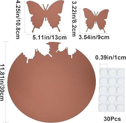 Miniatura 2 de CREATCABIN 1 juego de calcomanías de espejo de mariposas 3D grandes, decoración de pared de mariposas, espejos extraíbles, calcomanías de murales de
