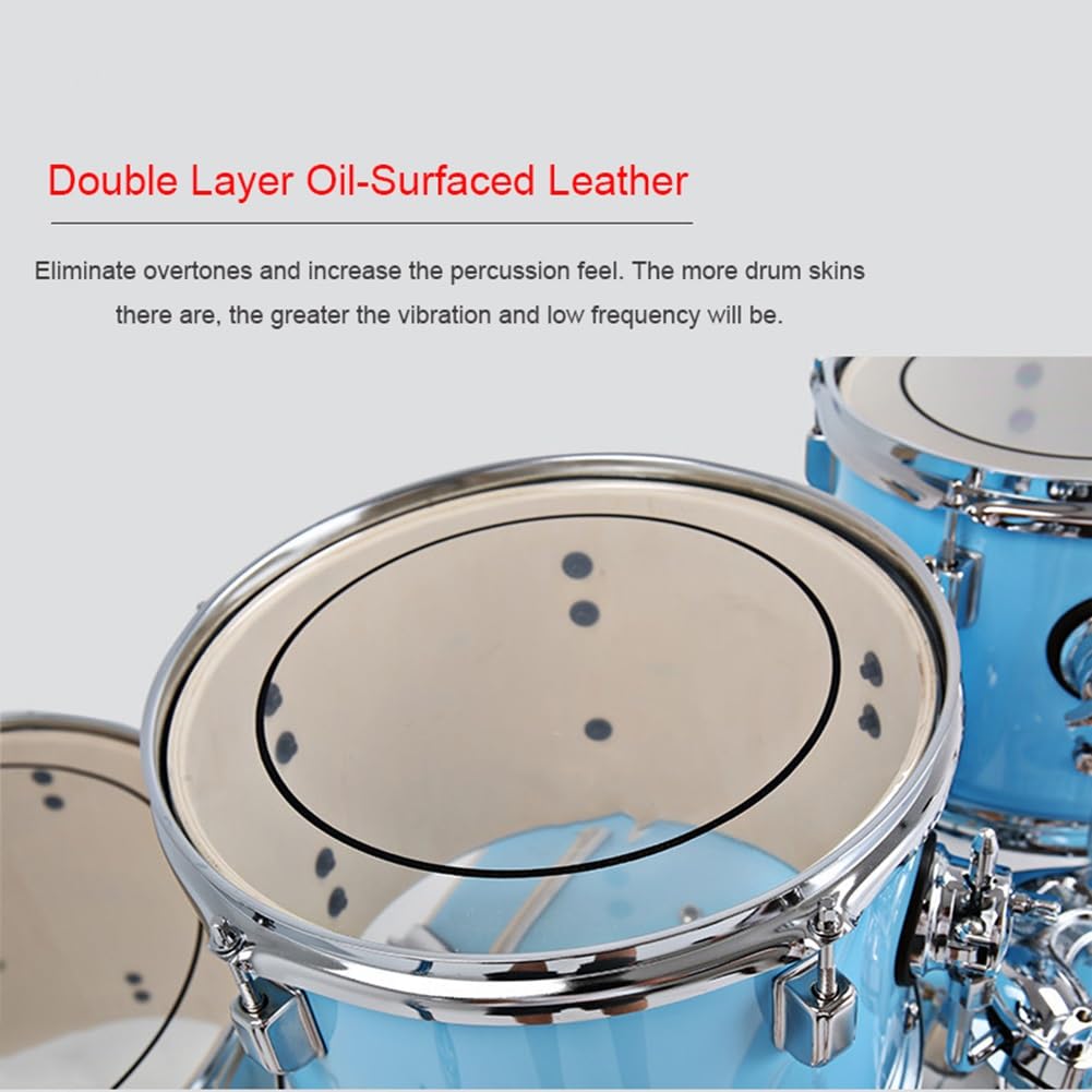 5-teiliges Schlagzeug-Set für Erwachsene, 22-Zoll-Schlagzeug-Set für Erwachsene, komplettes professionelles Percussion-Set, 5 Trommeln, 4 Becken, professionelle Leistung, für erwachsene Anfänger (Col