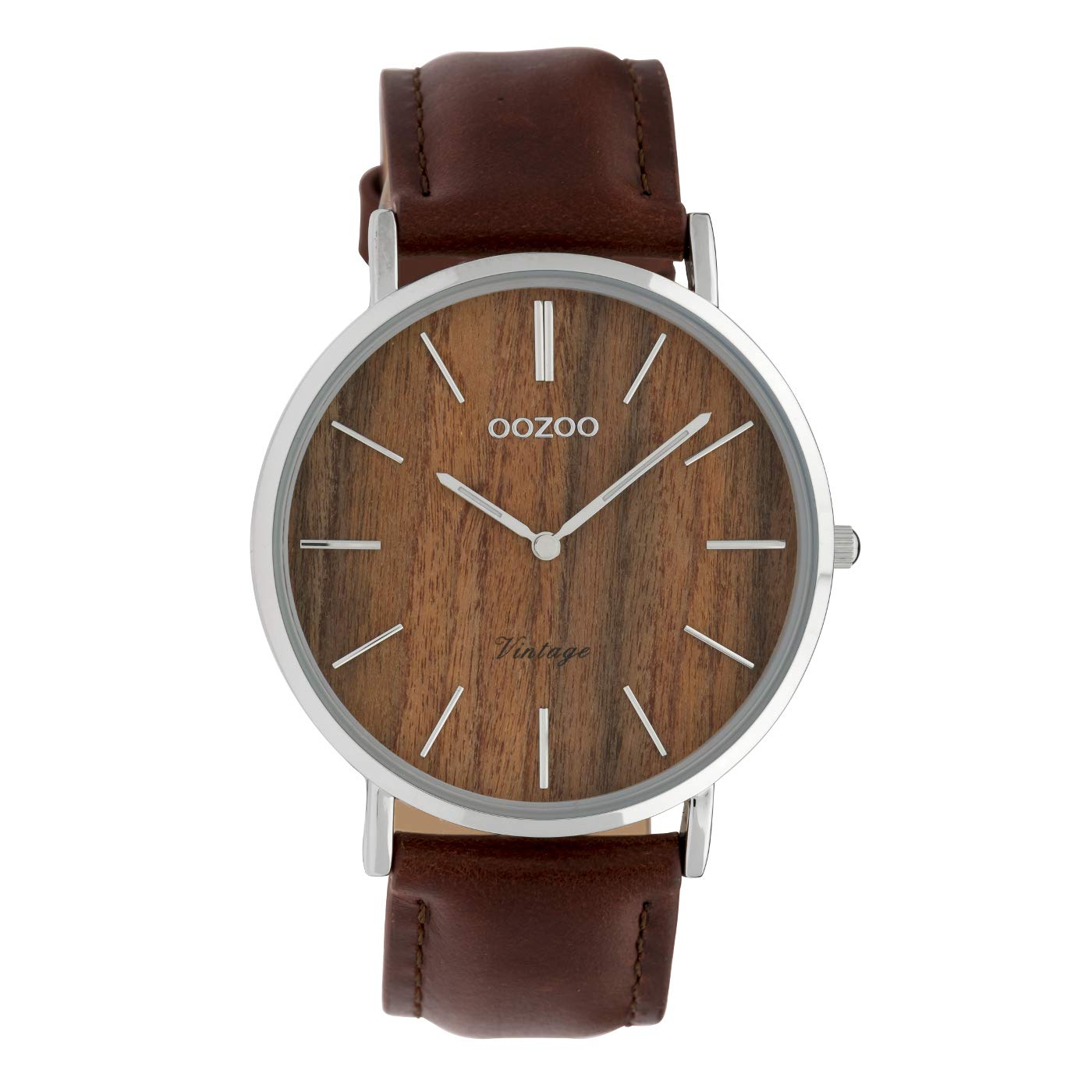 Oozoo Vintage Damenuhr Lederband Wood 40 MM Braun Holz/Dunkelbraun C9868