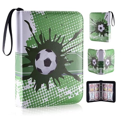 Soccer card binder,football card binder with sleeves, 4 Pocket sports card binder,Fits 400 soccer cards with 50 Removable Sleeves (Various types available)