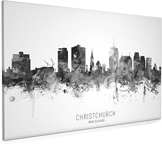 Christchurch New Zealand Skyline Box Canvas Print with City Name -11589