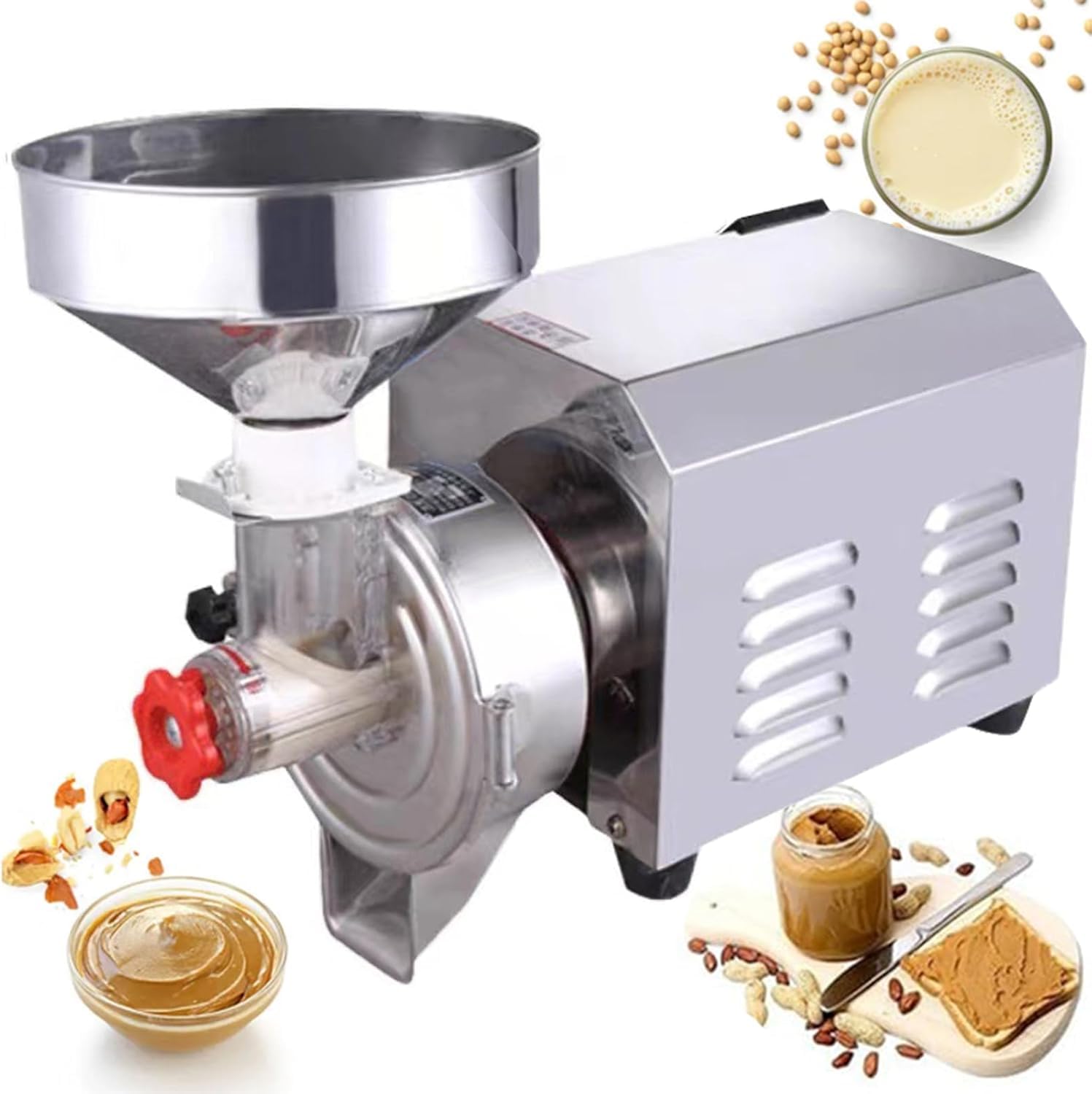 Macchina per Burro di Arachidi, 2200w 2800 Giri/min Macinatore Elettrico Commerciale per Cereali in Acciaio Inossidabile Macchina per La Macinazione del Burro di Sesamo, per Vari Tipi di No