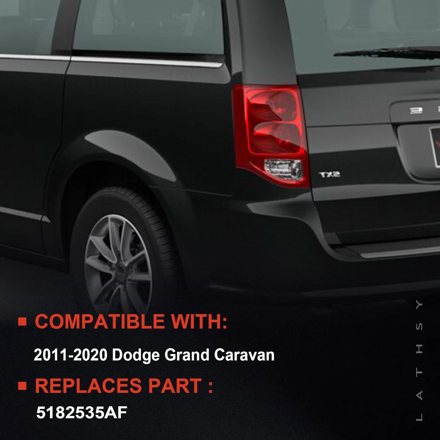 LED Tail Lights Assembly Compatible with 2011-2020 Dodge Grand Caravan Left Driver Side Replace 5182535AF