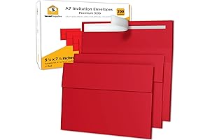 200 Pack Premium 5x7 Red Envelopes for 5x7 Invitations: Perfect for Weddings,...