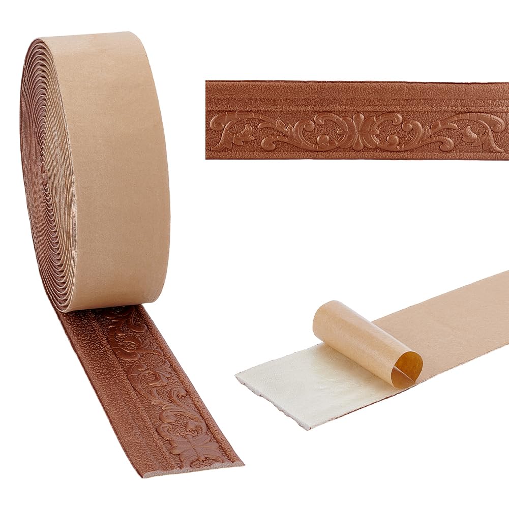 NBEADS 10M Peel and Stick Self Adhesive Foam Trim, 7.8cm Wide 3D Decorative Wallpaper Border Wall Edging Foam Wall Baseboard Trim for Hotel Home DIY Decoration, Burlywood