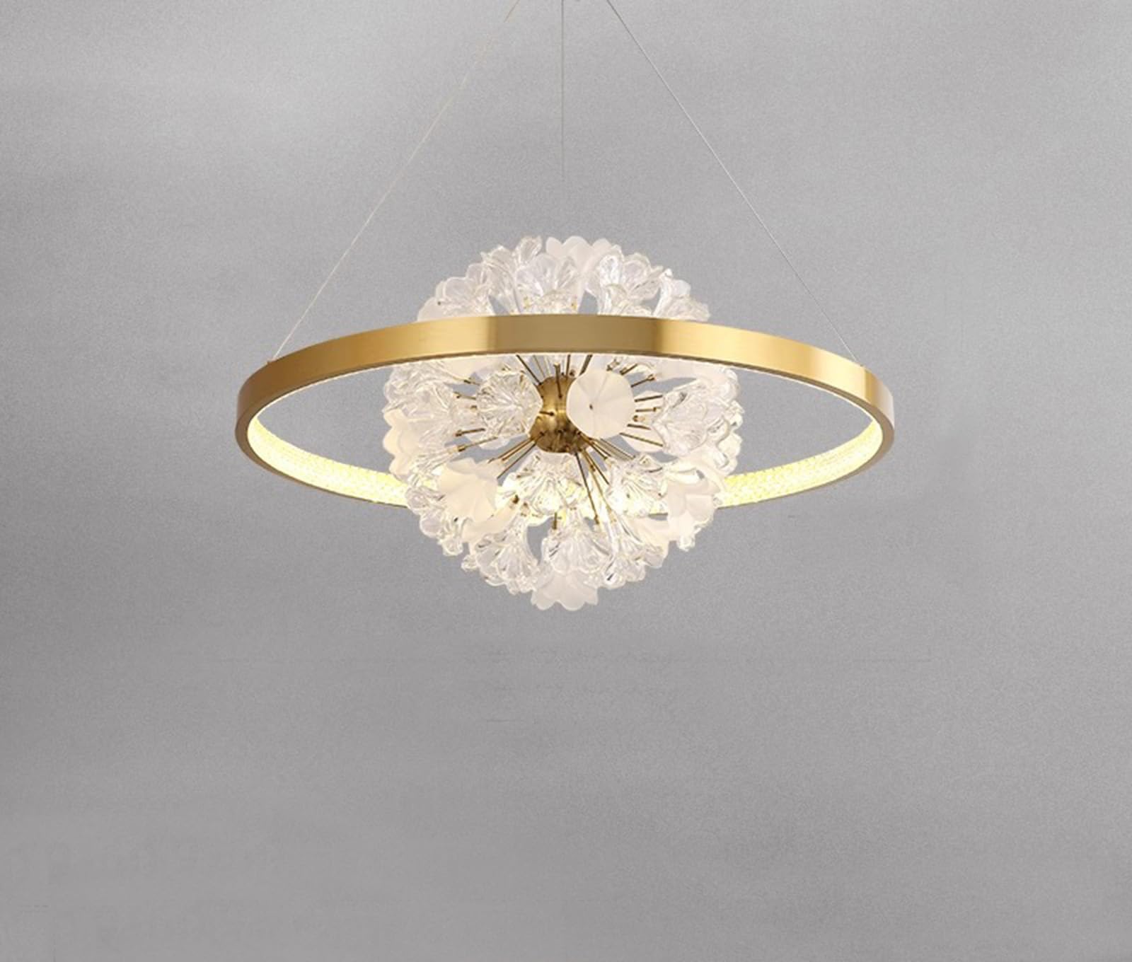 Lustre moderne à LED doré suspendu pour îlot de cuisine et grand salon design