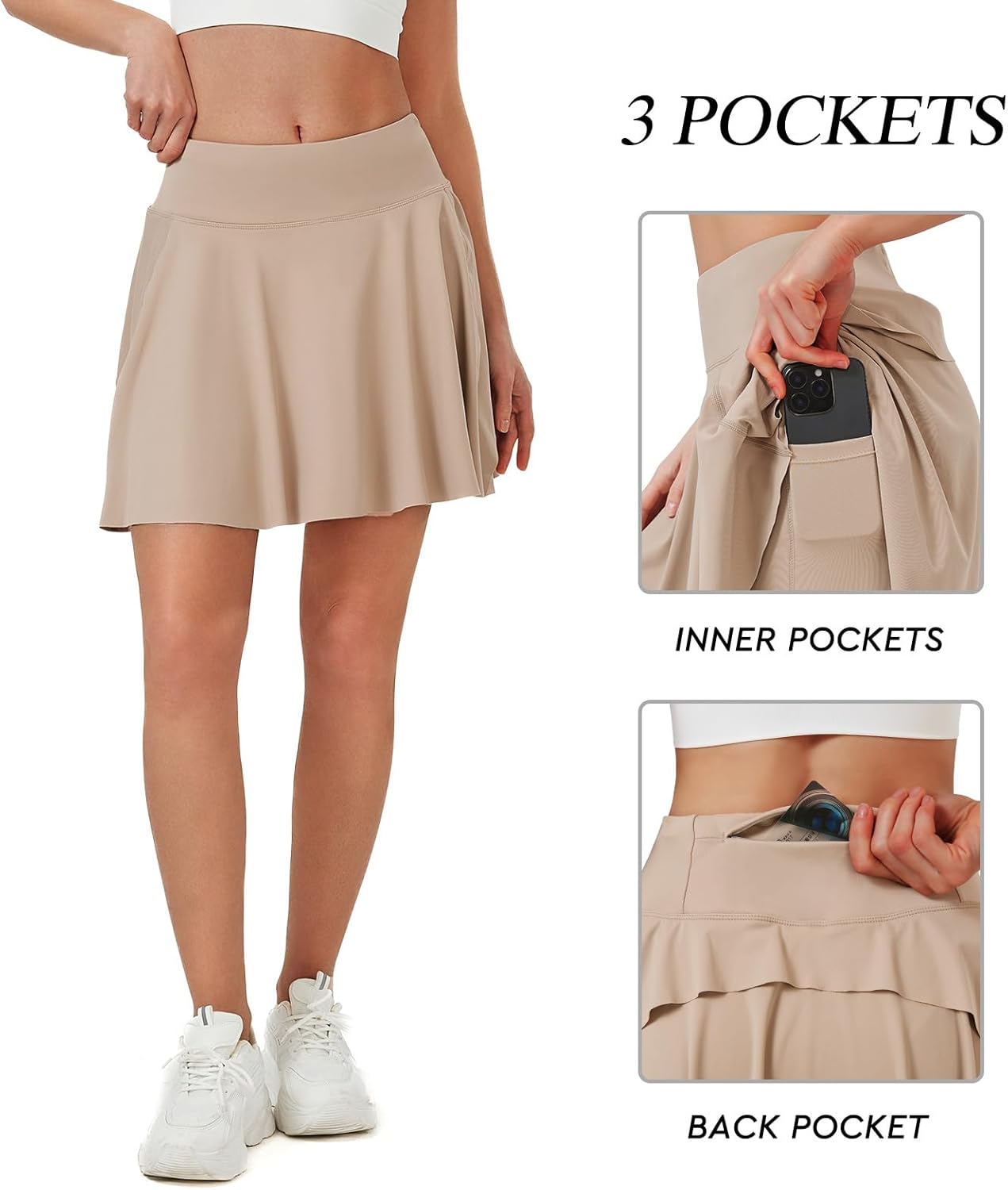 ANIVIVO Women's 17" Tennis Skirts Layered Athletic Golf Skorts Skirts for Women with Pockets High Waisted Workout Skirt - Image 4