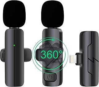 Wireless Lavalier Lapel Microphone for iPhone/iPad - Professional Mini Clip-on Mic for Video Recording - Dual Lav Mic with Auto Sync for YouTube/Podcast/Vlogging/Interviews - Plug and Play