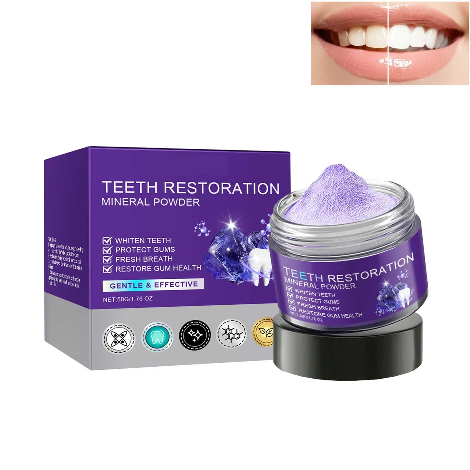 Tooth Whitening Powder Natural Teeth Restoration Mineral Powder Purple Tooth Powder Purple Teeth Whitening Powder Mineral Tooth Powder