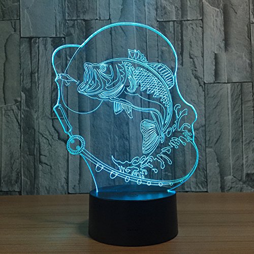 Cirkooh Bubble Fish 3D Optical Illusion Lamp 7 Colors Change Timing Remote Control And Touch Button Led Table Desk Lamp For Home Bedroom Decoration #TOP2