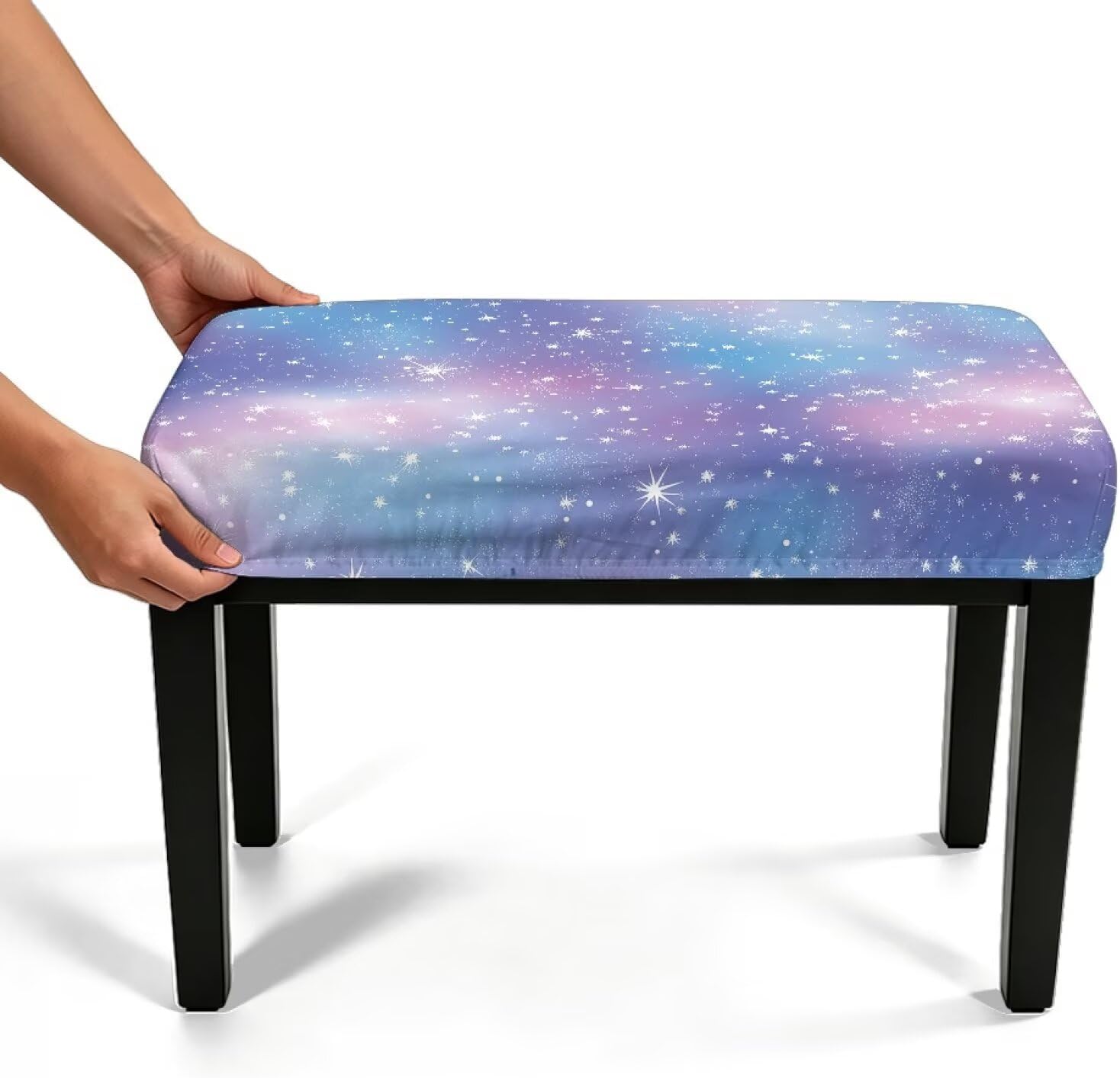 ZDCUSTOM Arc Black Piano Note Piano Bench Cover with Bottom Ties Brushed