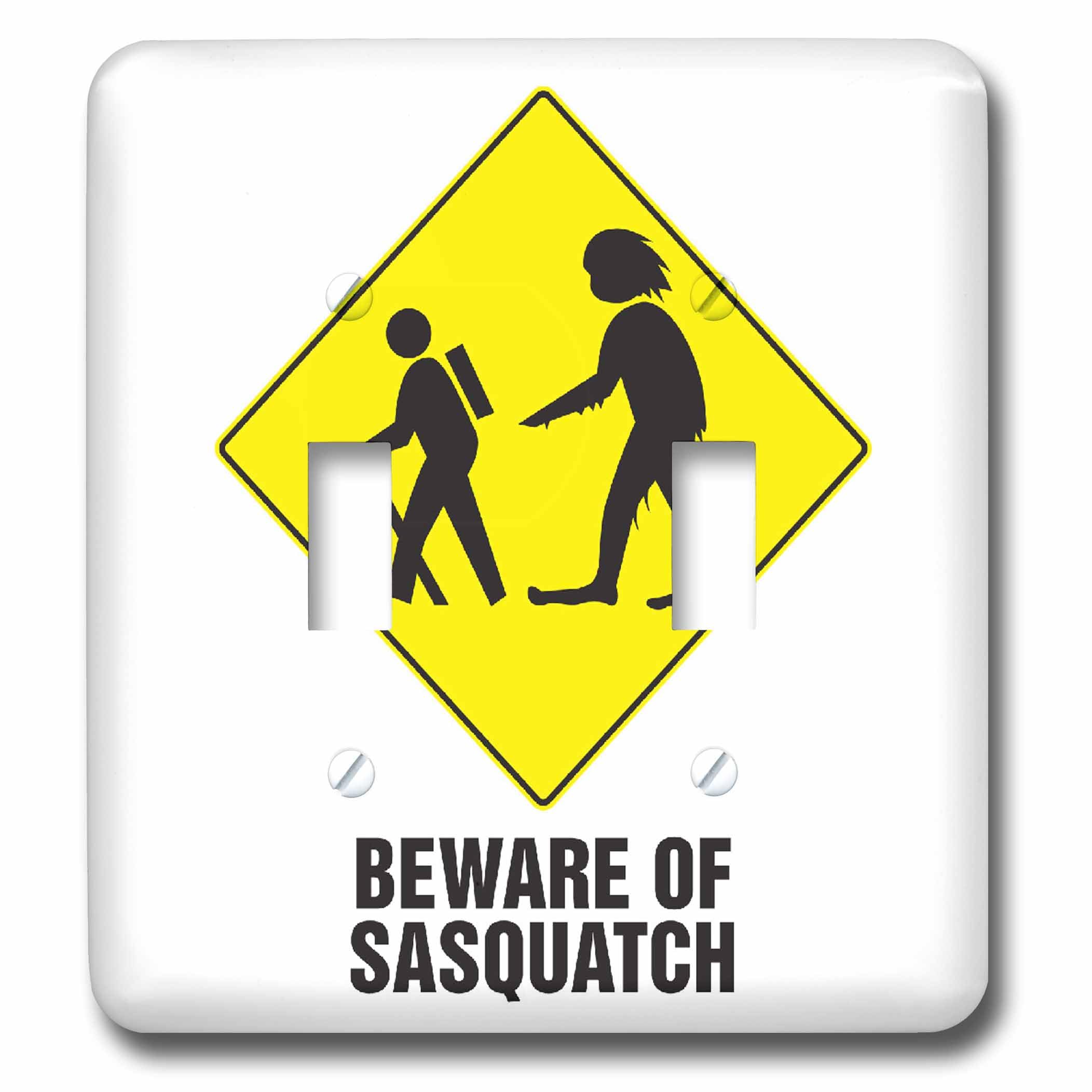 Interrupteur double graphique multicolore 3dRose lsp_102578_2 inscription Beware of Sasquatch