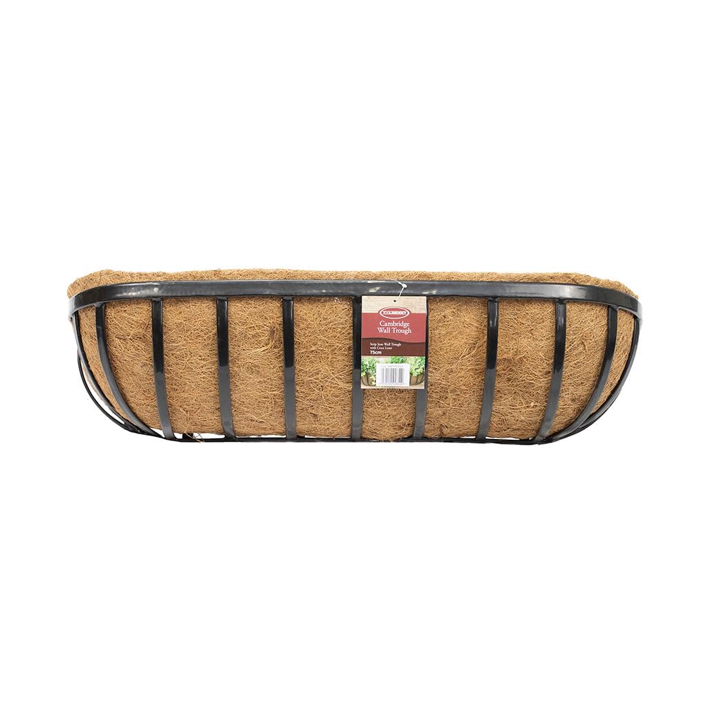Tildenet Country Forge Cambridge Wall Trough with Coco Liner, 60cm wide, HWTPR24CL, Black