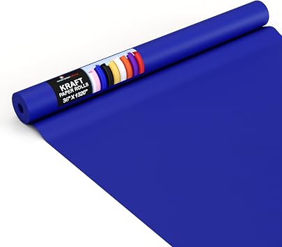Crown Display Dark Blue Kraft Paper Roll - 36" X 1320" 110 Ft - Perfect for Shipping & Packing - Craft Paper Roll